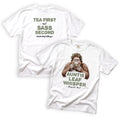 Auntie Leaf Whisper Tea First Sass Second Bigfoot T-Shirt Front and Back Design