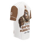 Baseball jersey with a cartoon gorilla and text on a white background