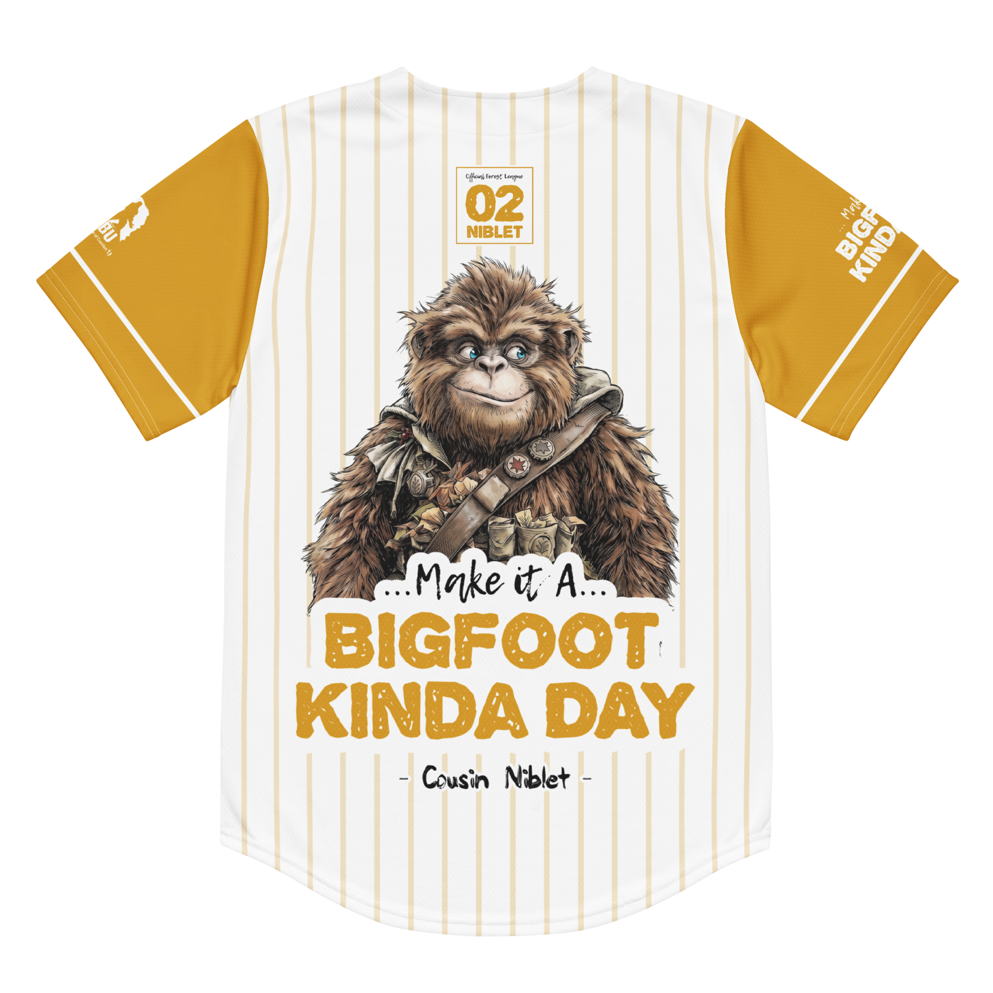 T-shirt with a Bigfoot graphic and text on a white background