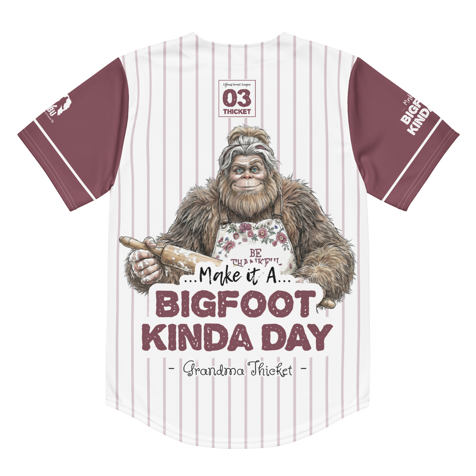 T-shirt with a Bigfoot graphic and text on a white background