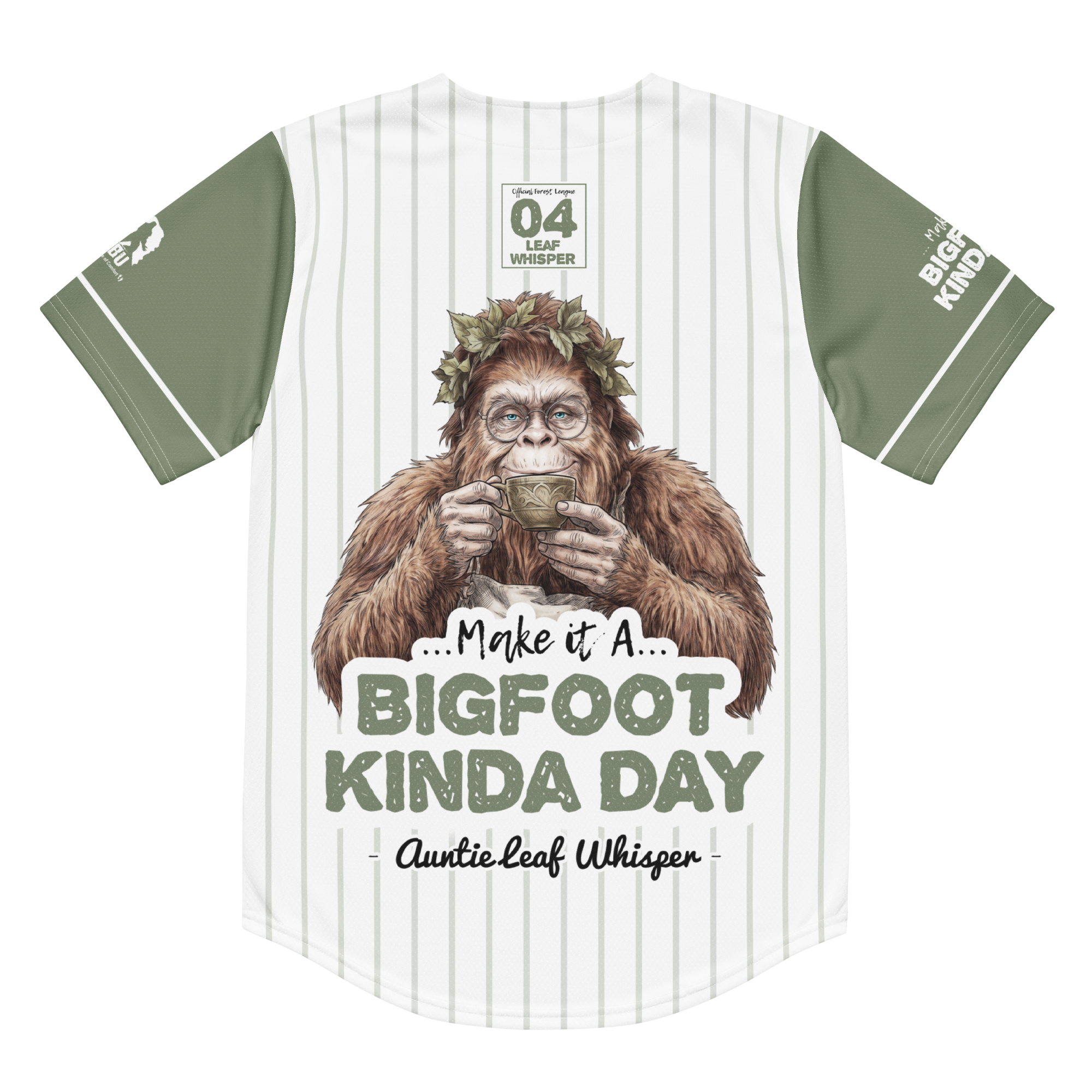 T-shirt with a Bigfoot graphic and text on a white background