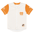 Baseball-style shirt with orange sleeves and '09 TWIG' text on a white background