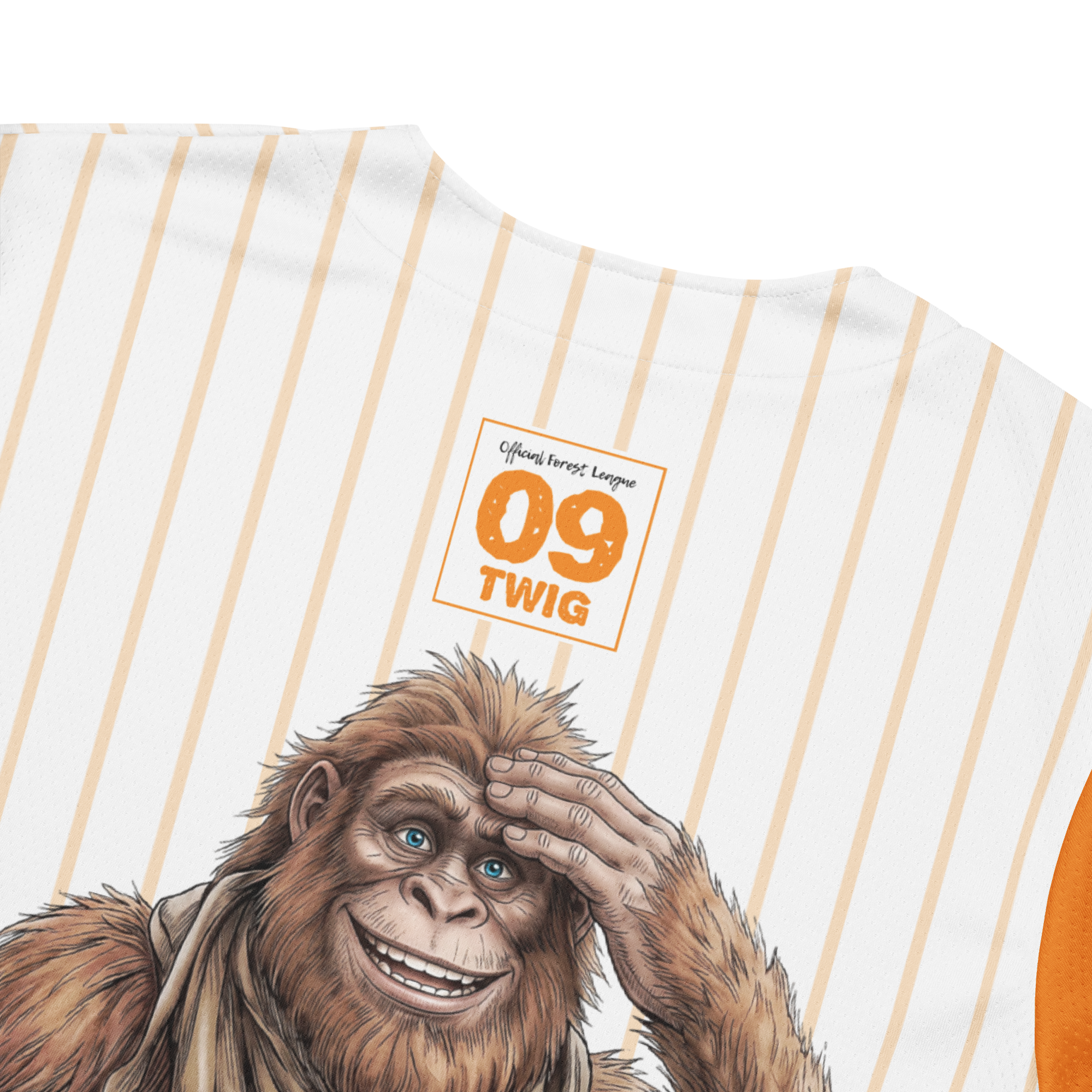 T-shirt with a cartoon orangutan and '09 Twig' logo on a white background