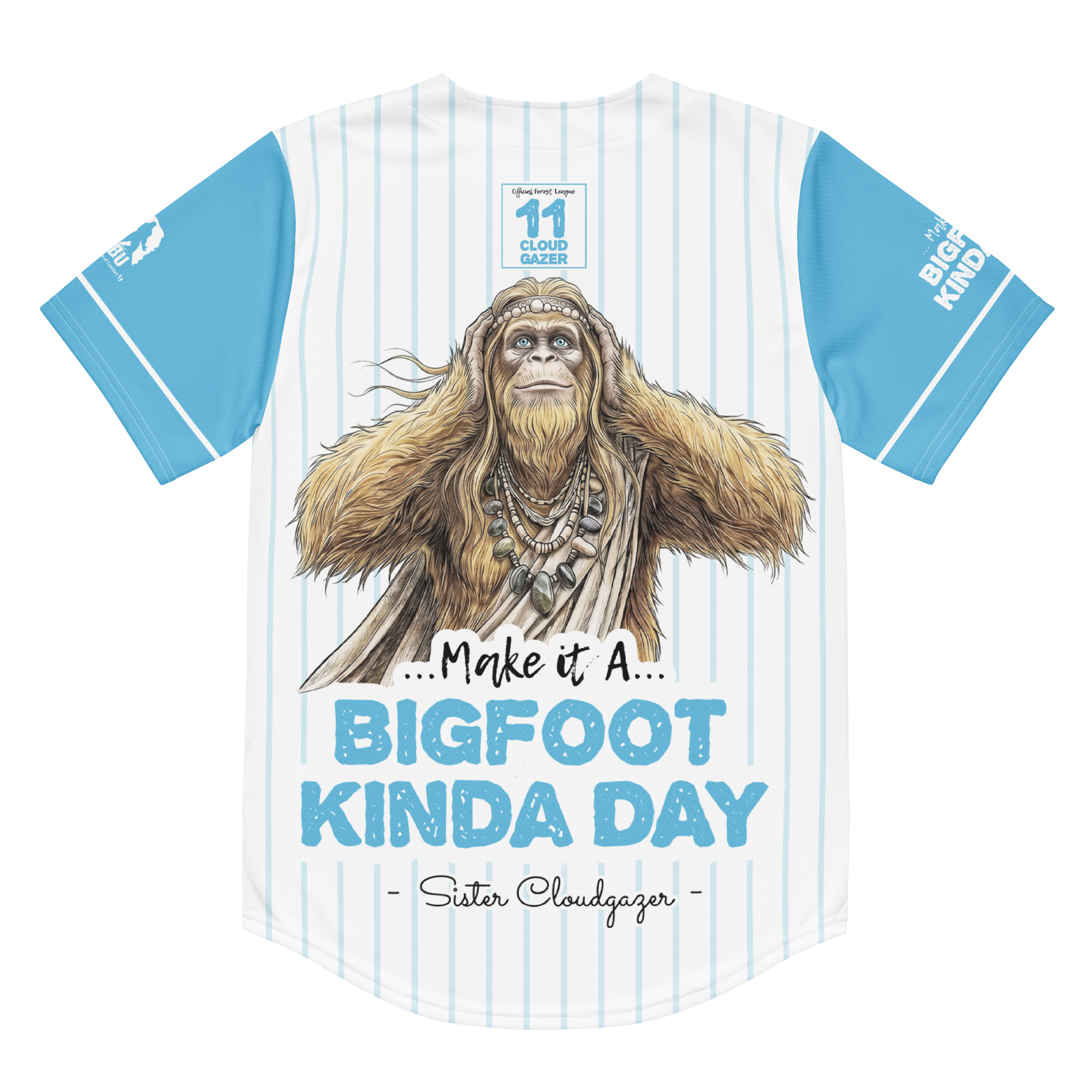 T-shirt with a Bigfoot graphic and text on a white background