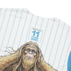 Baseball jersey with a Sasquatch-like creature and 'Cloud Gazer' branding on a white background
