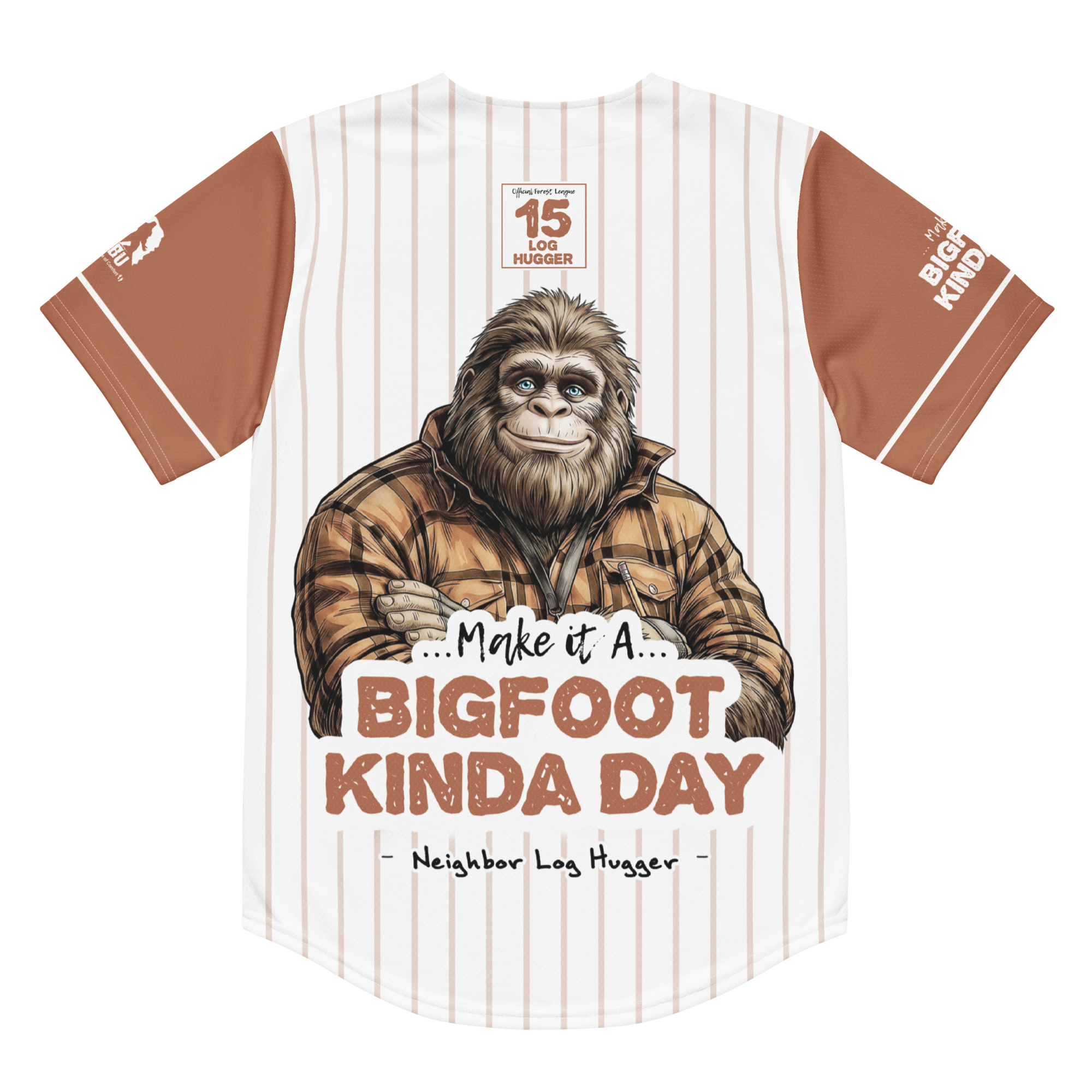 T-shirt with a Bigfoot graphic and text on a white background