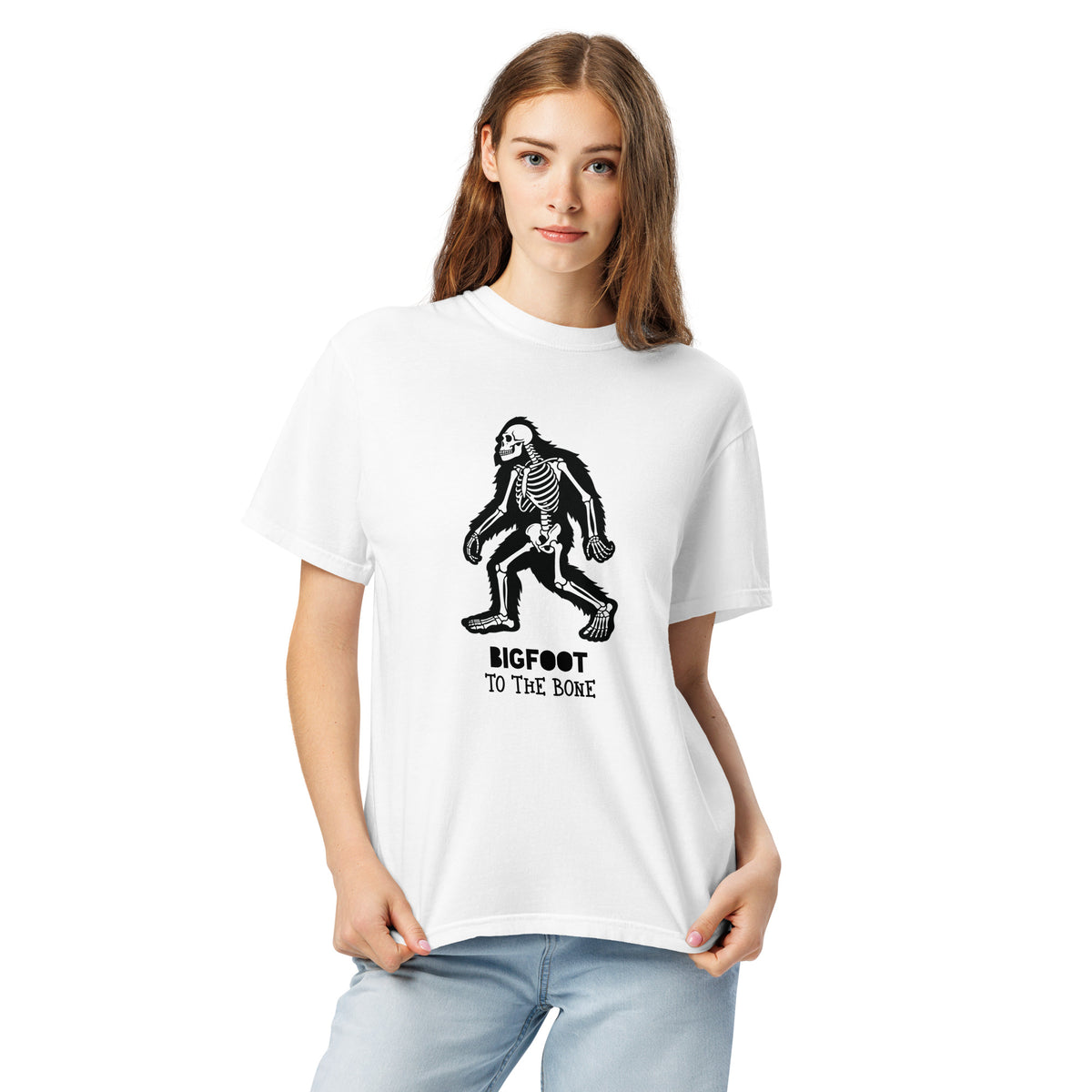 Skeleton Bigfoot T-Shirt | Bigfoot to the Bone — White