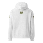 Back view of Official Forest League #05 Grandpa Root white heather relaxed hoodie