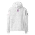 Back view of Official Forest League #07 Mama Moss white heather relaxed hoodie
