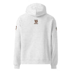 Back view of Official Forest League #10 Papa Moss Knuckle white heather relaxed hoodie