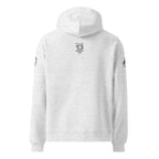 Back view of Official Forest League #13 Nephew Pebble-Toe white heather relaxed hoodie