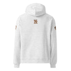 Back view of Official Forest League #16 Uncle Burl white heather relaxed hoodie