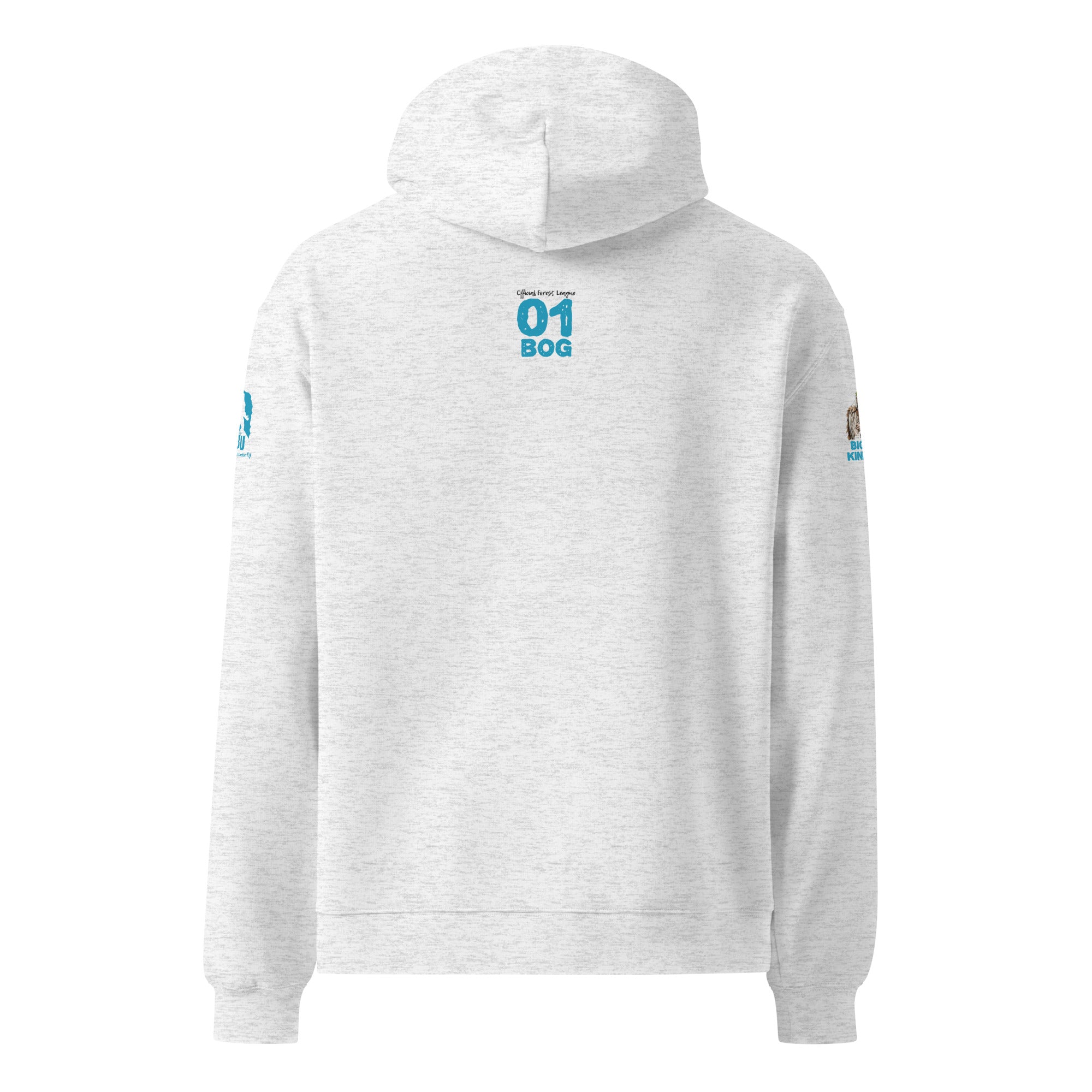 Back view of Official Forest League #01 Great Granny Bog white heather relaxed hoodie 