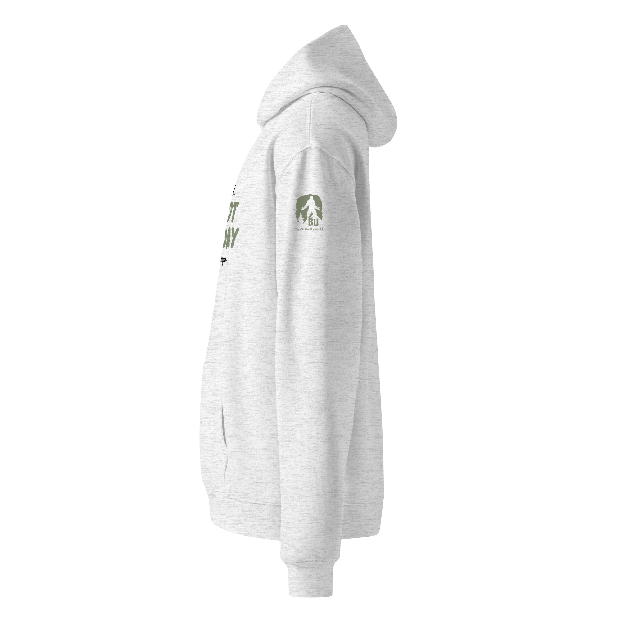 Left Sleeve view of Official Forest League #04 Auntie Leaf Whisper white heather relaxed hoodie