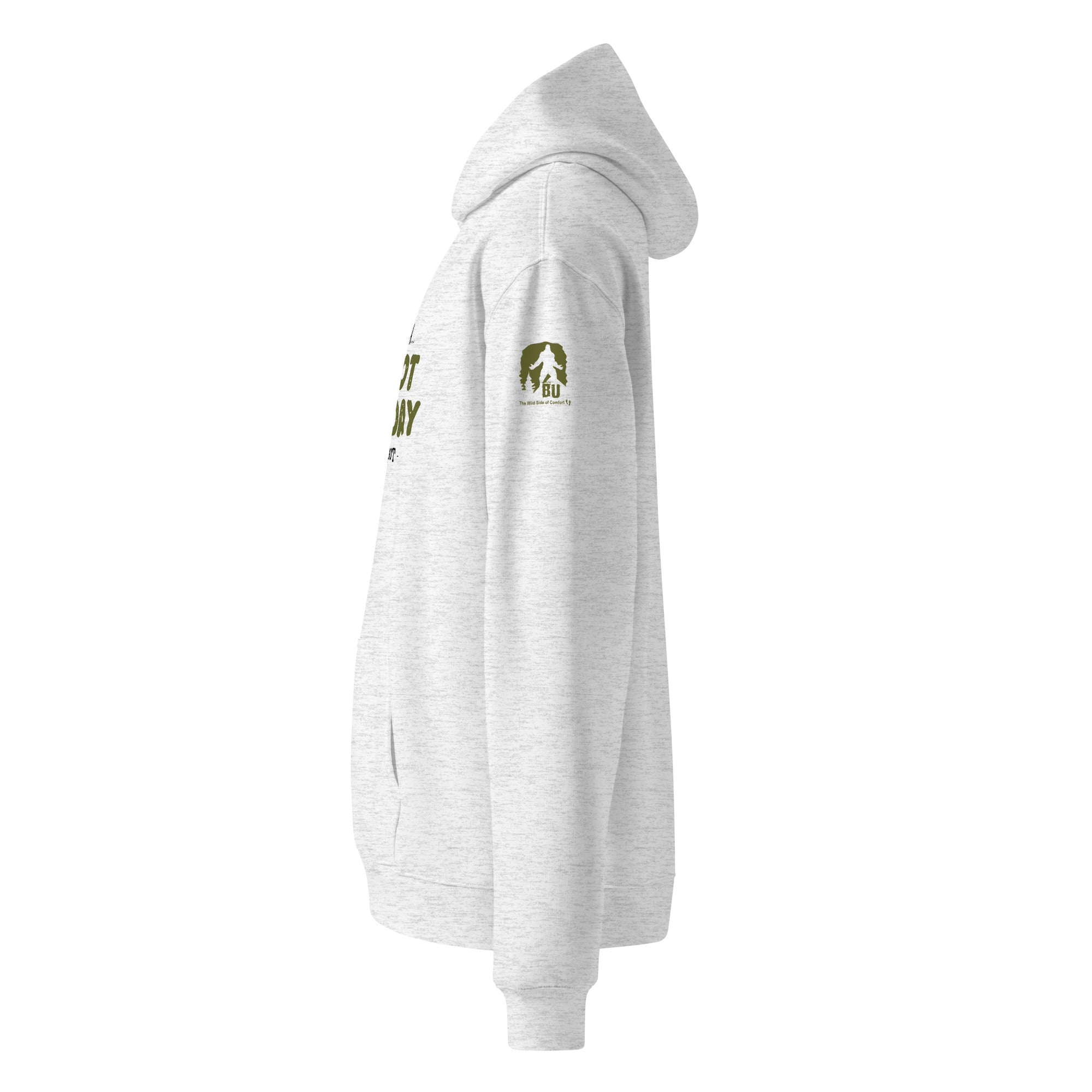 Left Sleeve view of Official Forest League #05 Grandpa Root white heather relaxed hoodie
