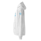 Left sleeve view of Official Forest League #11 Sister Cloudgazer white heather relaxed hoodie