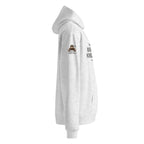Right sleeve view of Official Forest League #13 Nephew Pebble-Toe white heather relaxed hoodie